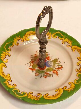 Single tier MCM hand painted porcelain tapas or tid bit serving tray.